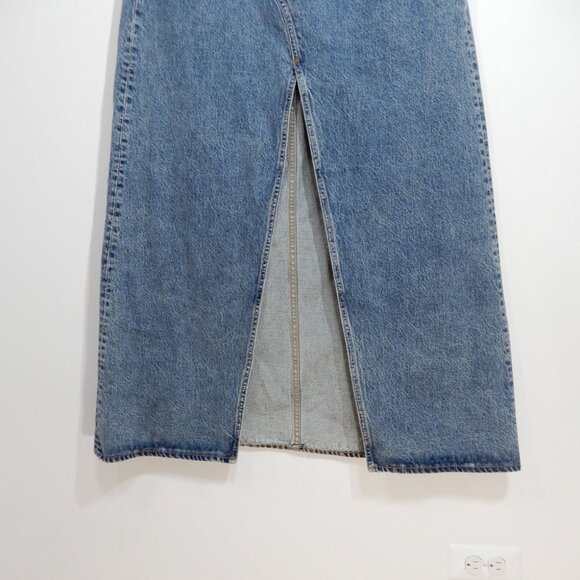 SLVRLAKE Dallas Denim Maxi SKIRT Size 31 Blue Hard Times Front Slit NEW $299 - Picture 9 of 13